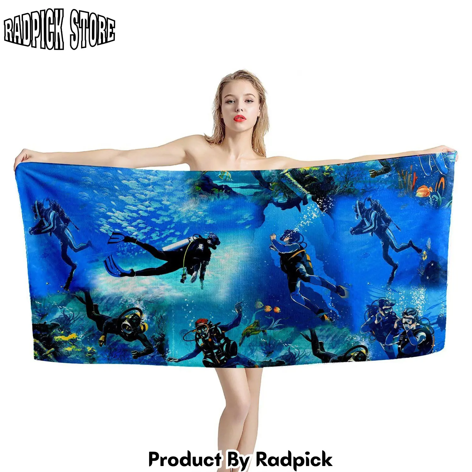 3d scuba diving beach towel rp88716